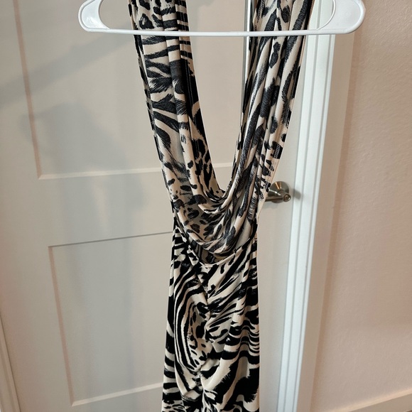 BEBE Leopard Print Multi Way Drape Dress with Open Sexy Back XXS - Picture 4 of 8